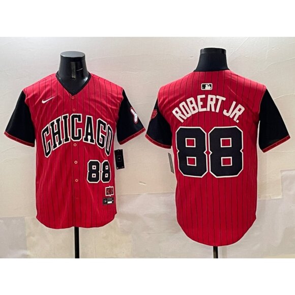 Mens Kids Youths Womens Luis Robert Jr Red Black Stitched Jersey